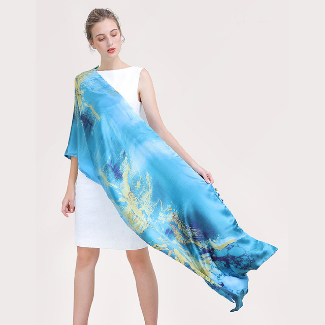 Custom Double-Side Digital Printing Mulberry Silk Scarf for Ladies