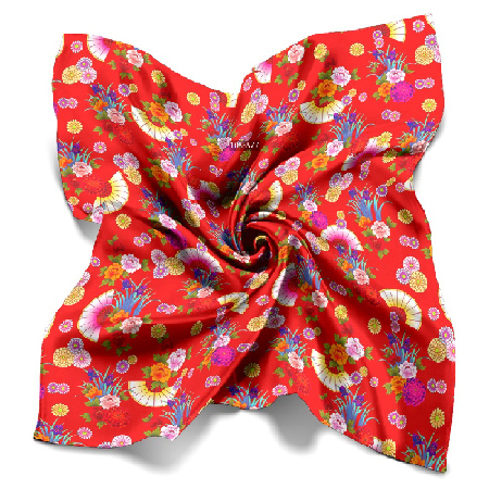 Flower Design Digital Printed 100% Silk Scarves Of Ladies