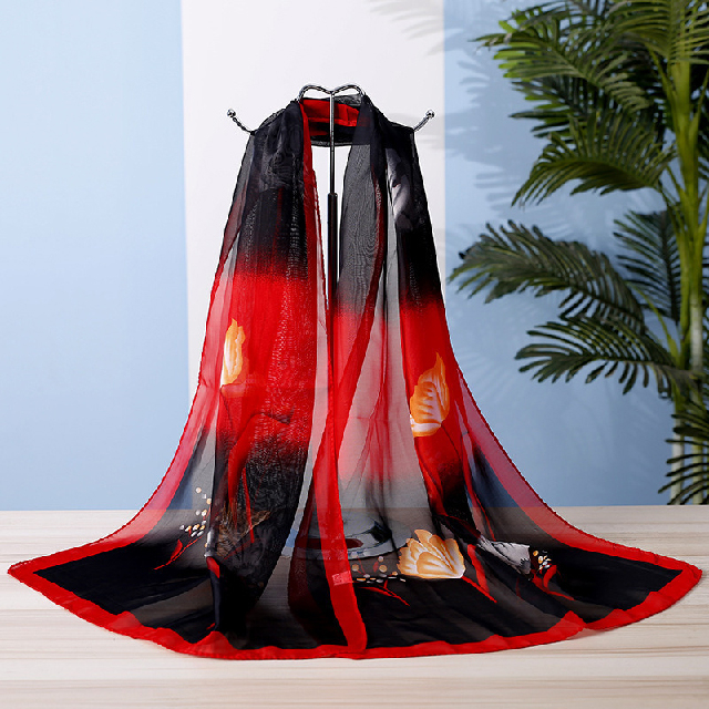 New Fashion Women Popular Silk Square Chiffon Color Print Pattern Plain Lady Scarf