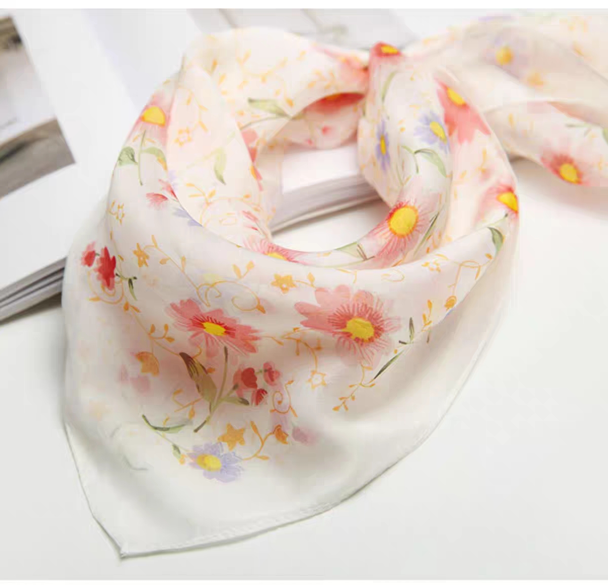 Light And Breathable Silk Scarf Square Scarf Silk Chiffon Soft