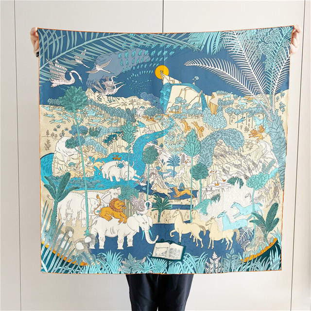  Digital printing Large silk scarf of Ladies