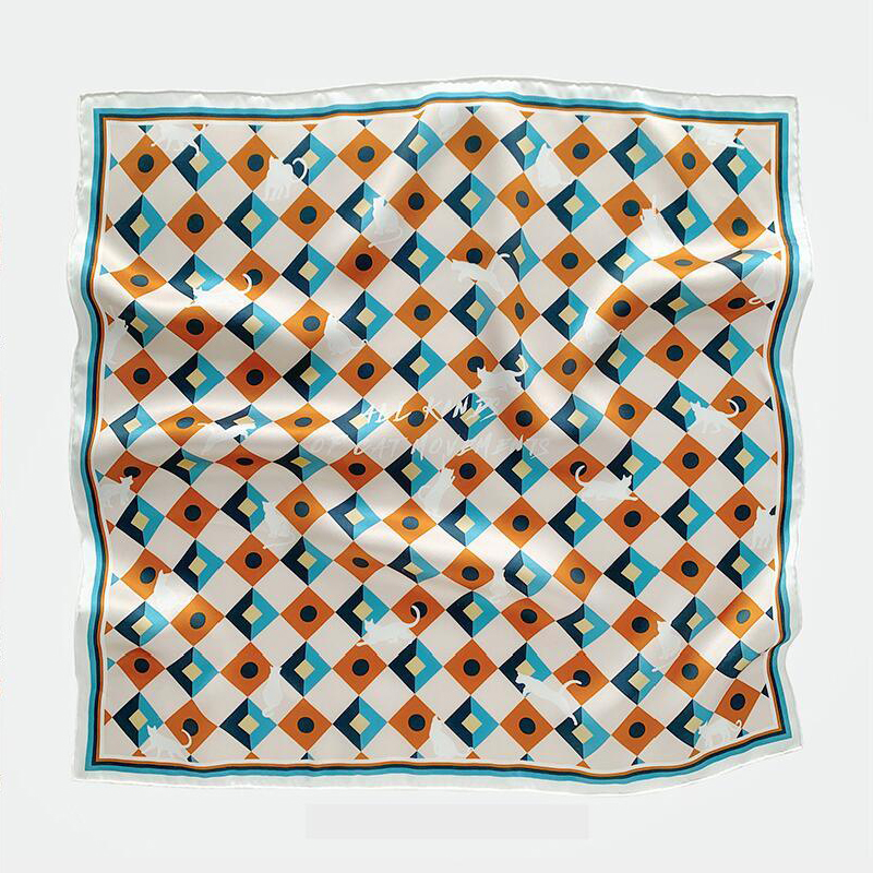 Low MOQ Low Price Digital Printing Square Silk Headkerchief