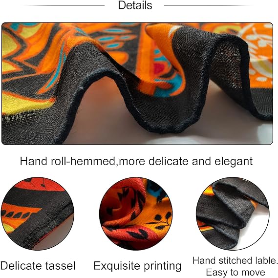 Large Silk Blend Wool Scarfs With Digital Printed