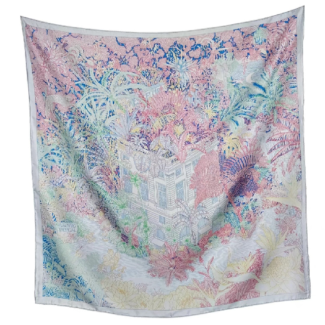 Custom Oversize Different Color 135X135cm Luxurious Hand Roll Silk Scarf