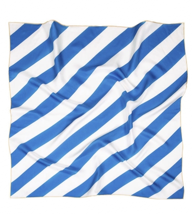 Custom Navy Blue Stripe Style Digital Printed Silk Scarf