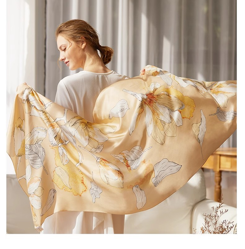 Custom Oblong Digital Printed Women's Silk Scarf