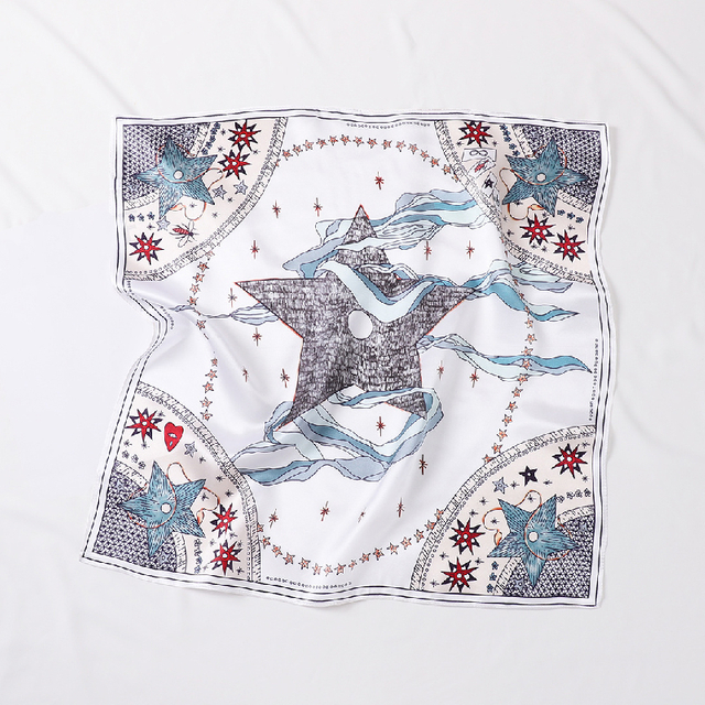 Nordic Art Small Square Scarf Women's Travel Mulberry Silk Scarf