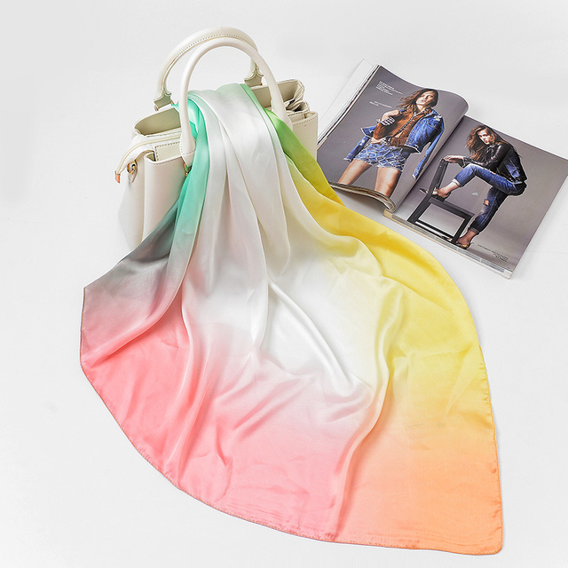 Factory Direct Sold Colorful Lady Silk Scarf with Customizable Logo