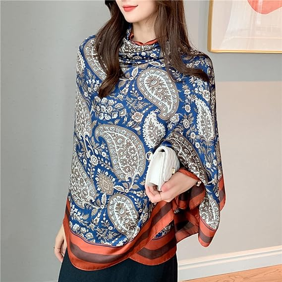 Luxurious large digital printed silk scarf