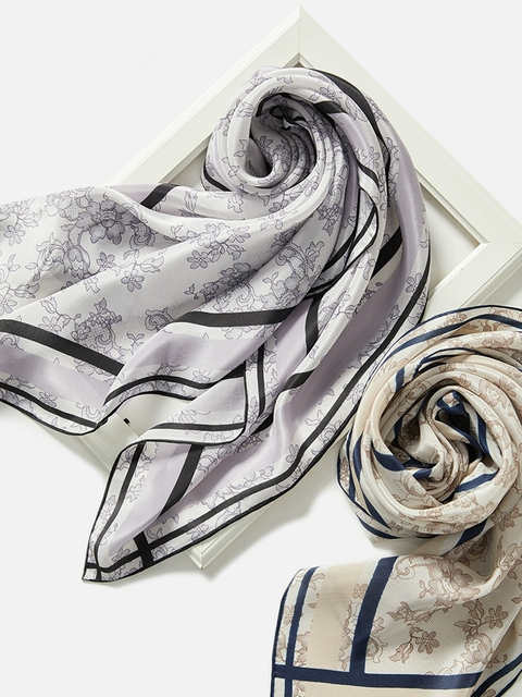 100% Mulberry Silk Floral Design Digital Printed Scarf