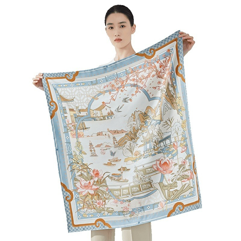 Square Large Silk Scarf with Digital print