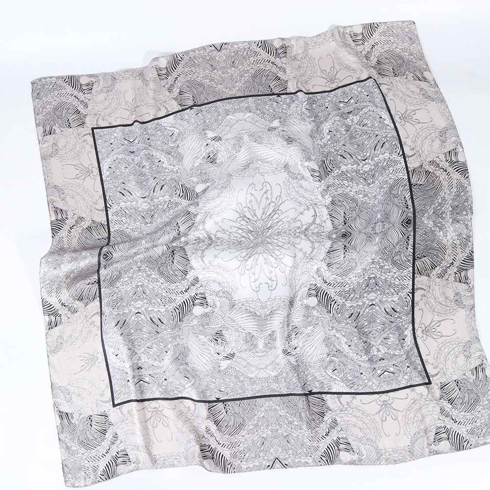 Ladies Square Silk Scarf with Digital print