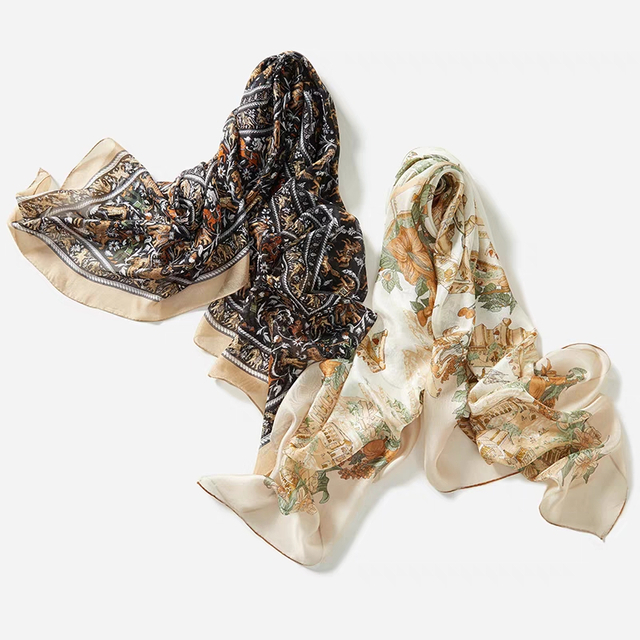 Custom Printing Fashion Silk Feeling Scarf for Women