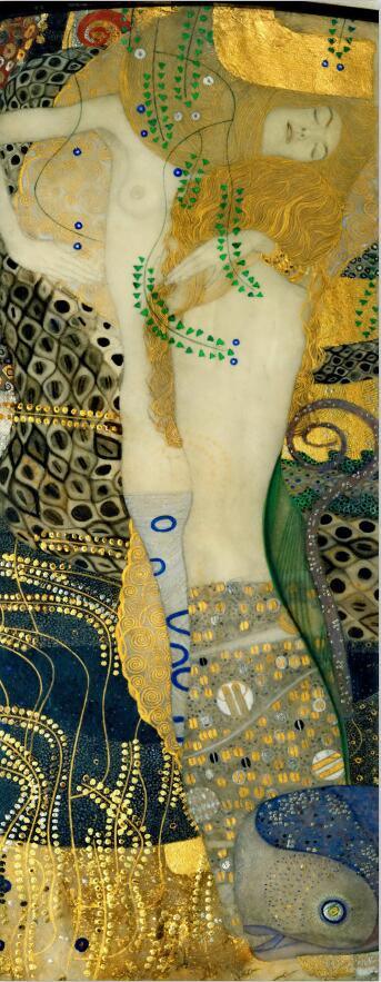 Long Silk Scarf Printed with Artist Klimt Oil Painting Patterns