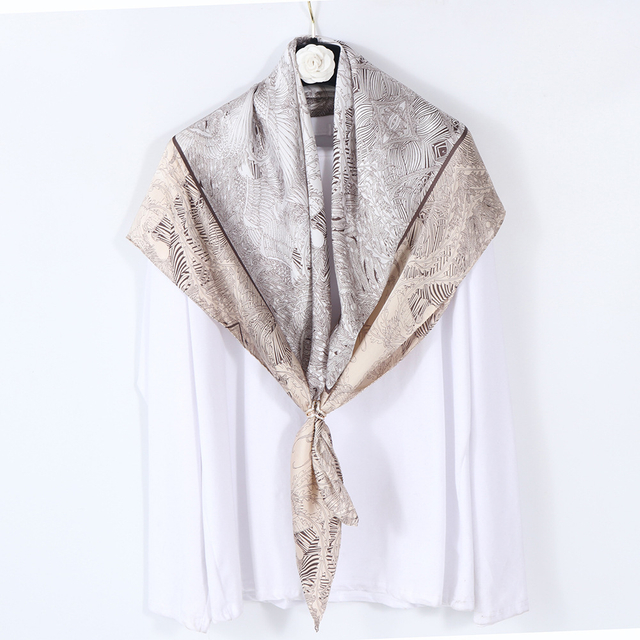 Ladies Square Silk Scarf with Digital print