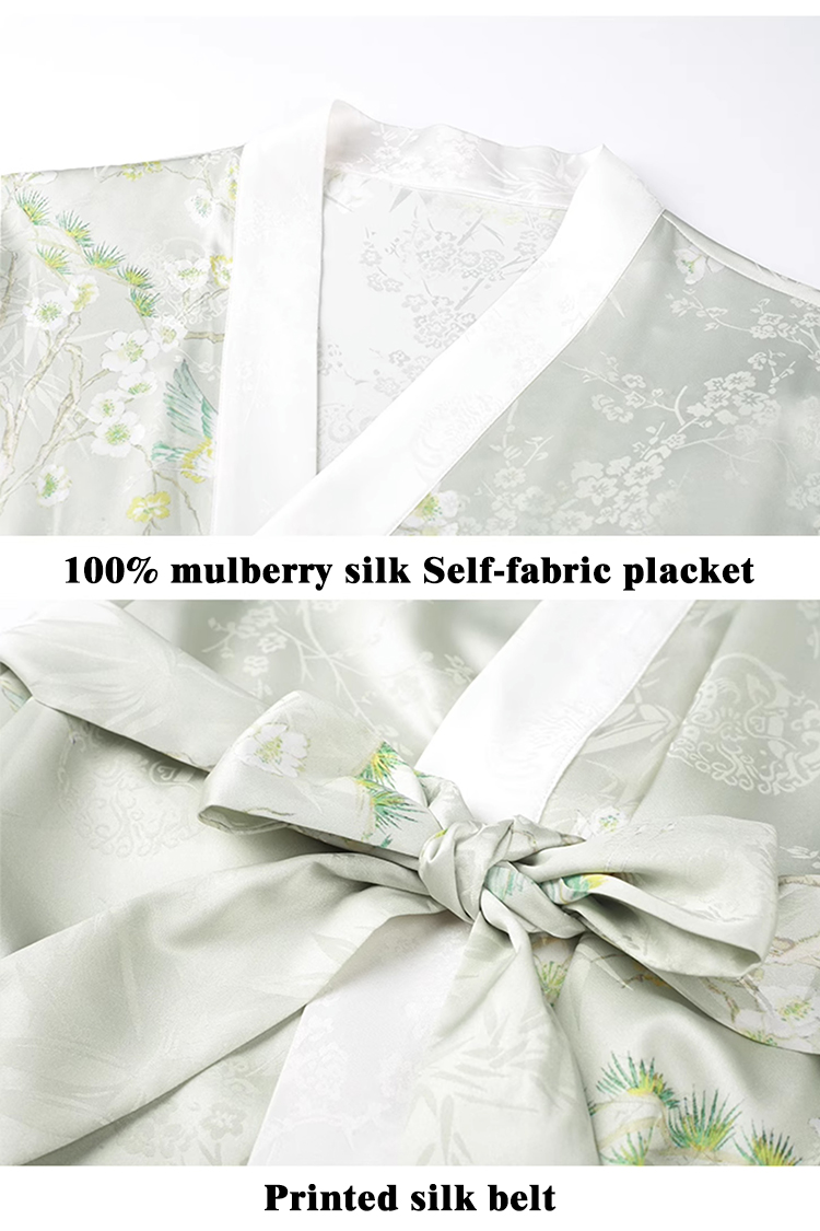 Long sleeve print silk robe-4