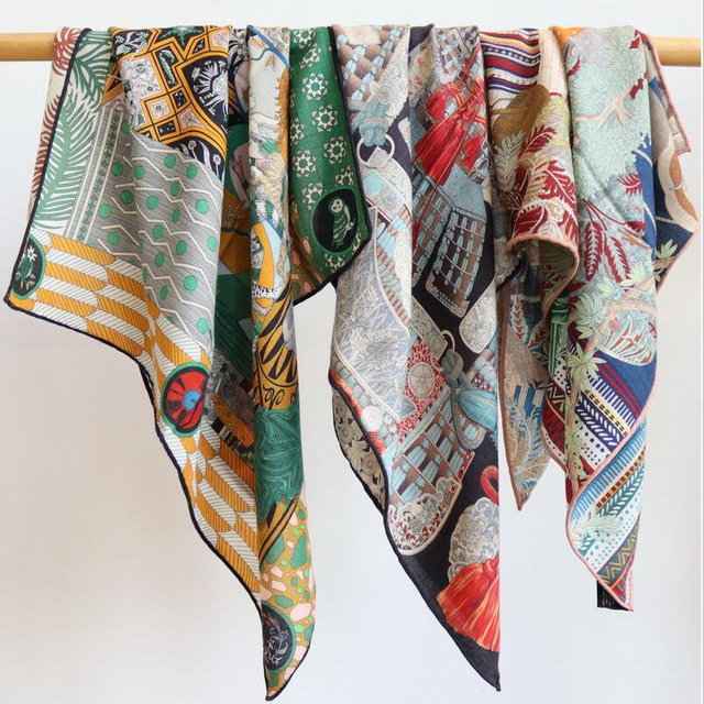 Custom Logo Luxury Scarf Silk Scarves in Bulk Scarf Women