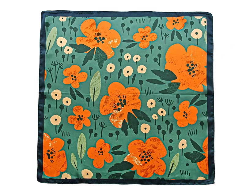 Custom Floral Design Silk Small Square Scarf