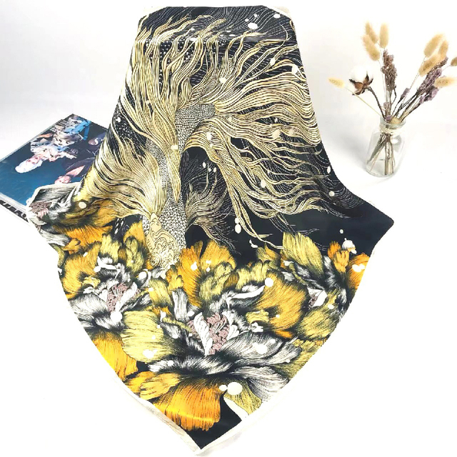 Custom Fashion Elegant Printed 100% Silk Square Handkerchief for Women