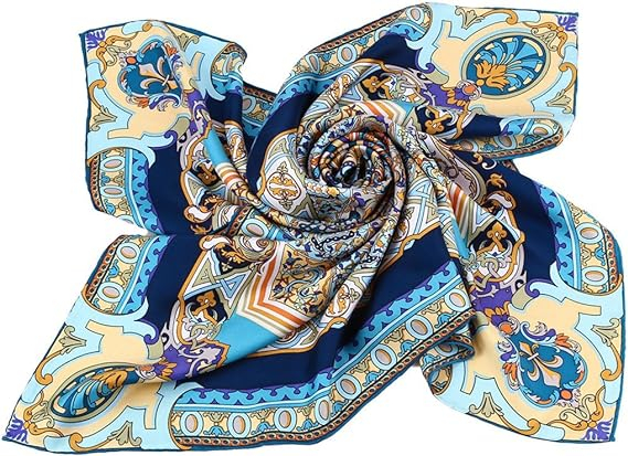 Custom square silk twill scarf with digital printing