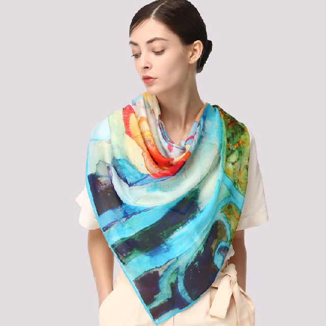 Fashion Shawl Scarves for Women Digital Printing Large Satin Silk Hijab Scarf