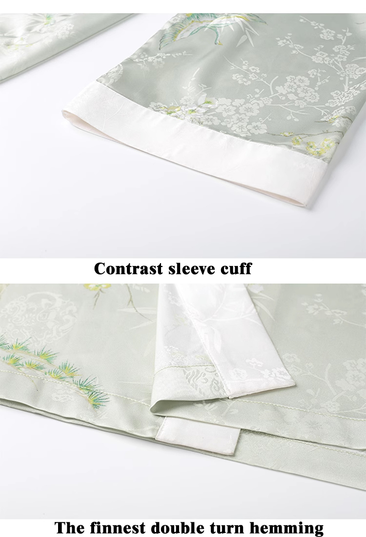 Long sleeve print silk robe-7