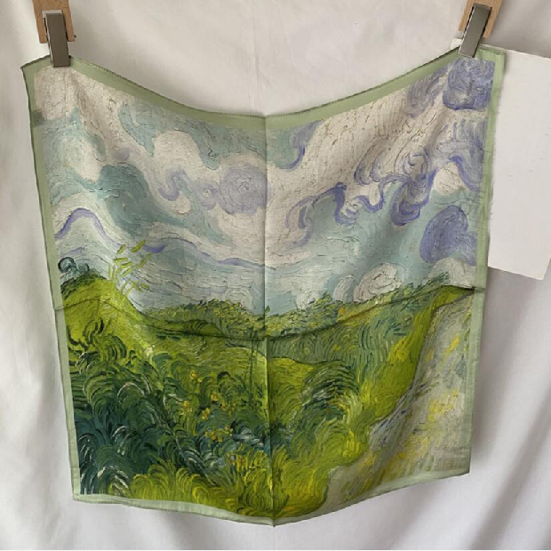 50X50cm Printed Colorful Square Silk Satin Scarf Scarves Hairband Bag Band