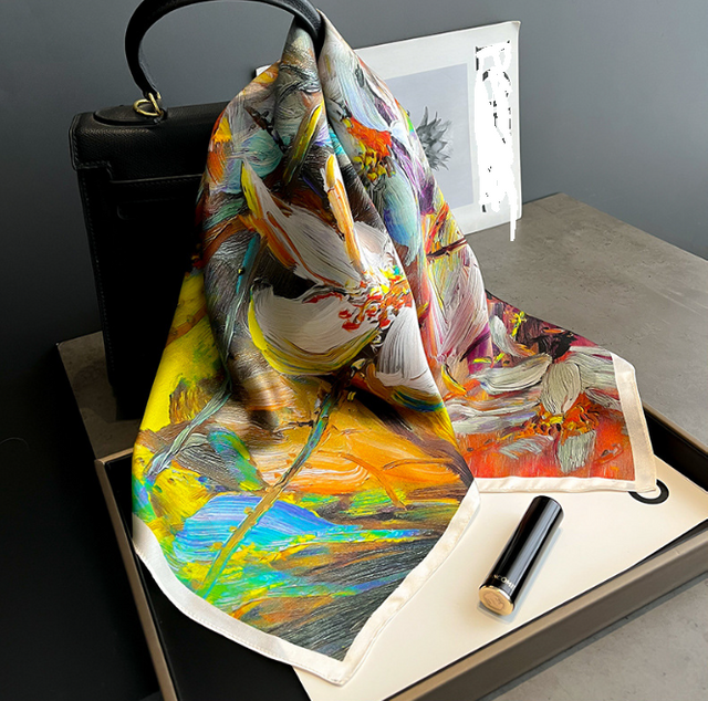 Custom 50x50cm Silk Small Square Scarf