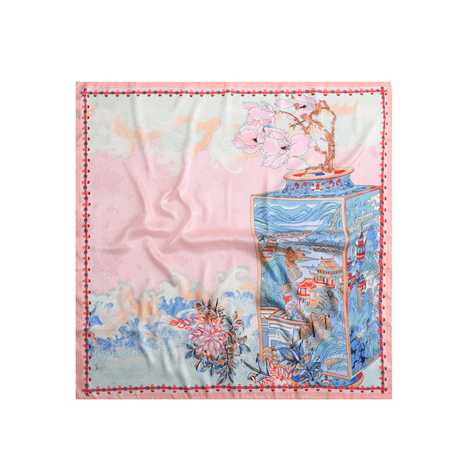 Ladies Flowery Neck Wrap Stylish Silk-Like Texture Hair Square Gentle Scarf
