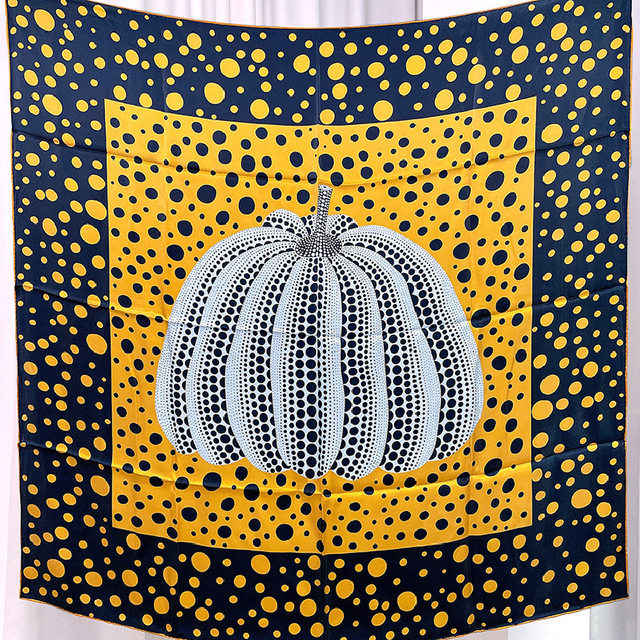 Pumpkin Polka Dot Versatile Mulberry Silk Square Scarf For All Seasons