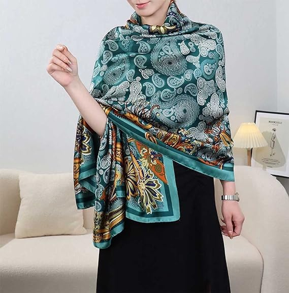 Oblong Silk Satin Scarf for Women