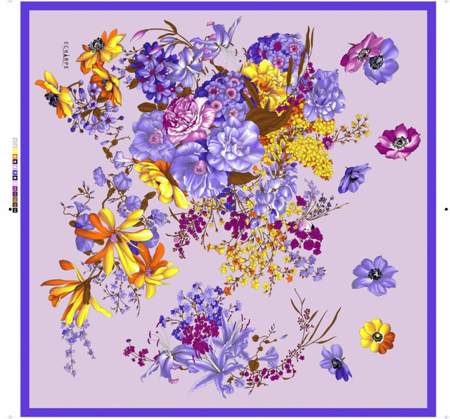 Custom Elegant Flowers Printed Silk Scarf