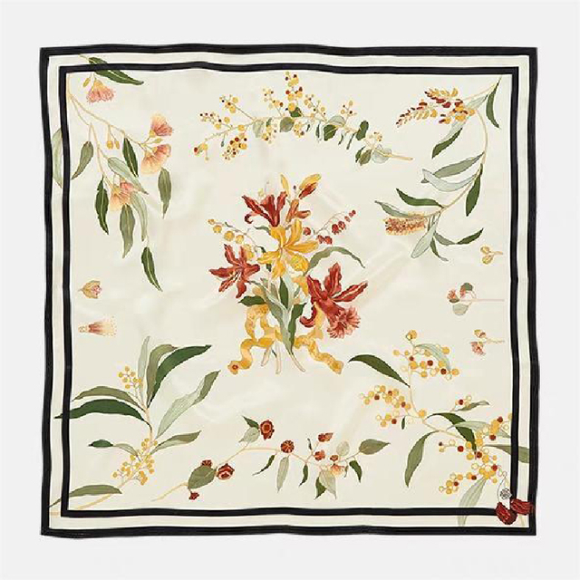 Fashion Style Women Silk Square 90*90cm Twill Print Custom Gift Soft Lady Scarf
