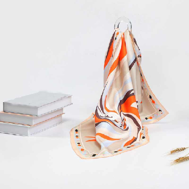 Shawl Female Luxury Square Head Accessories Printed Silk Satin Scarf