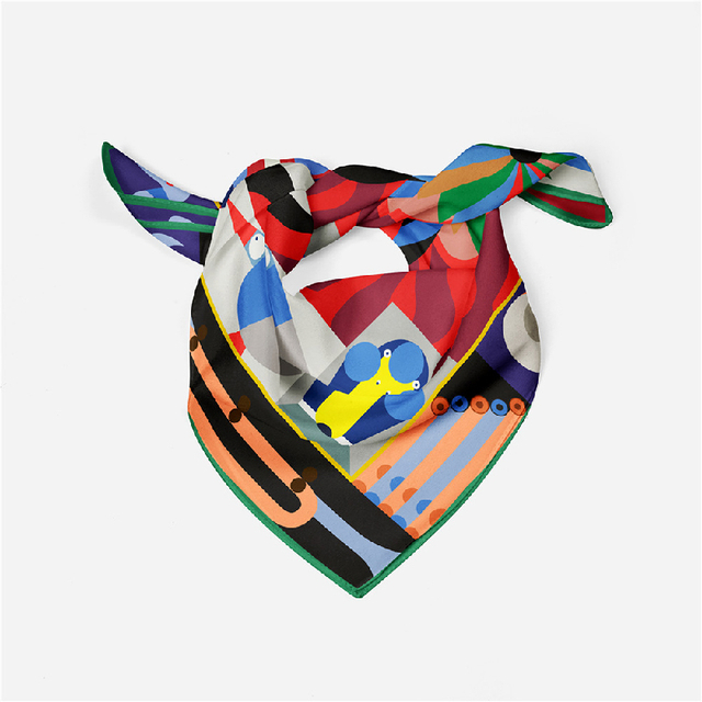 Silk 53cm Small Square Scarf Silk Scarf Grand Parade Twill Print
