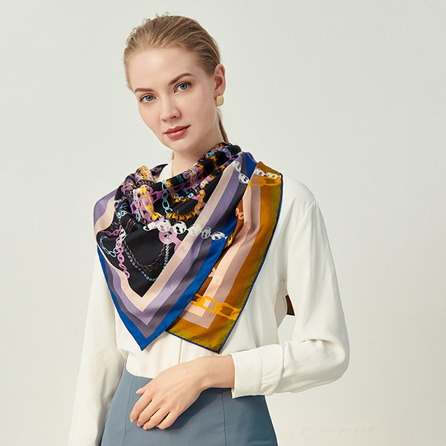 Eco Friendly Mulberry Digital Printed Silk Scarf With Two Colors 