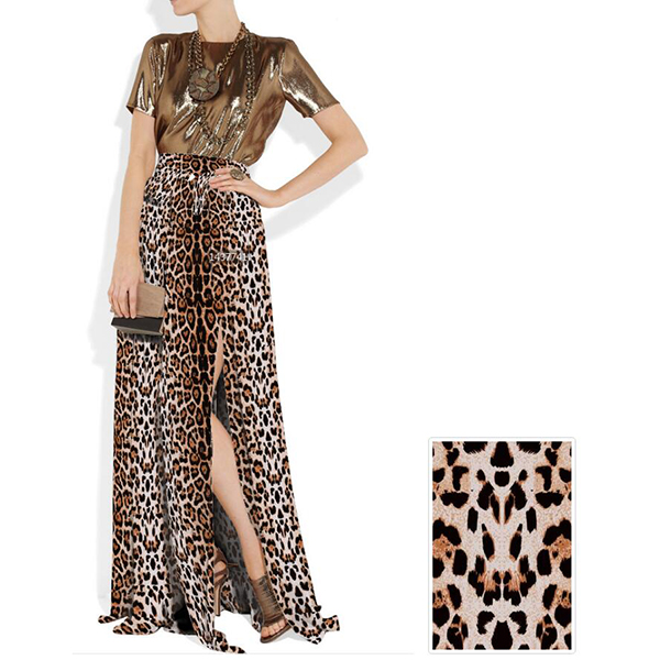 Latest Design Leopard Customized Digital Print Silk CDC Fabric