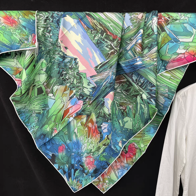 Custom 2024 Unique Design Thick Silk Fabric Scarf