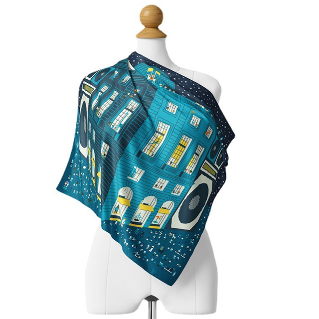Double sided digital printed silk scarf
