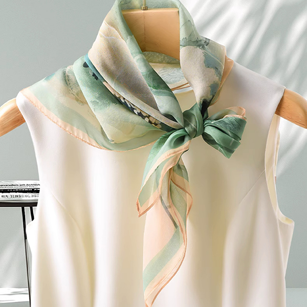  Stylish Customized Print Small Silk Chiffon Scarf For Neck Decoration
