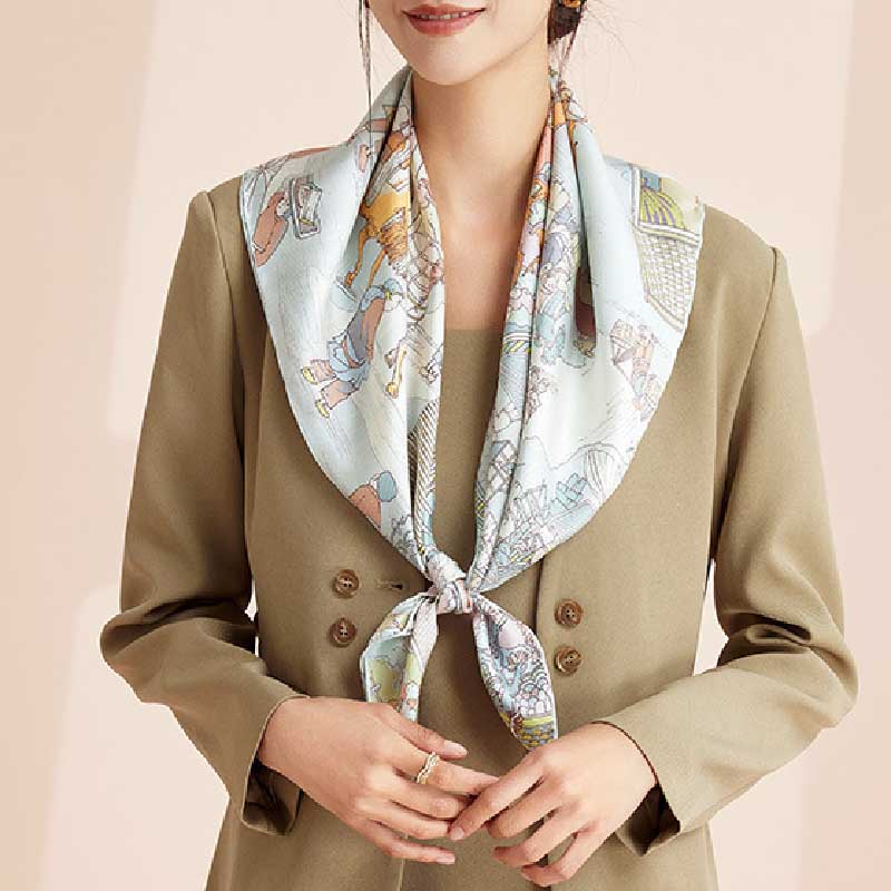 Double Sided Silk Scarf Gift 90cm Twill Silk Square Scarf