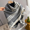 Striped Pattern 100% wool Fringe Large shawl