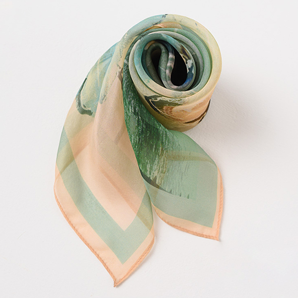  Stylish Customized Print Small Silk Chiffon Scarf For Neck Decoration